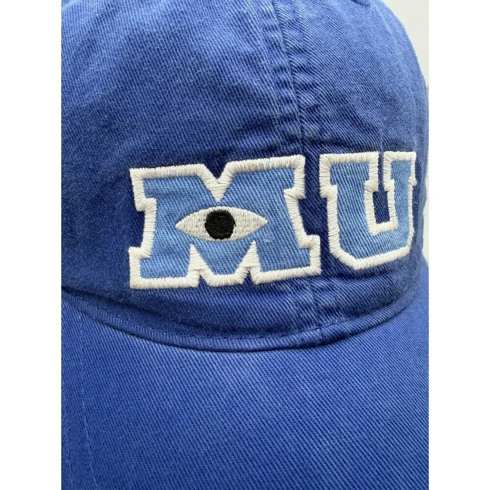 Disney MU Hat Monster Baseball Cap Adult One-Size Royal Blue Distressed Adjust